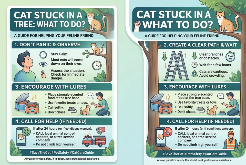Cat stuck in a tree: what to do?