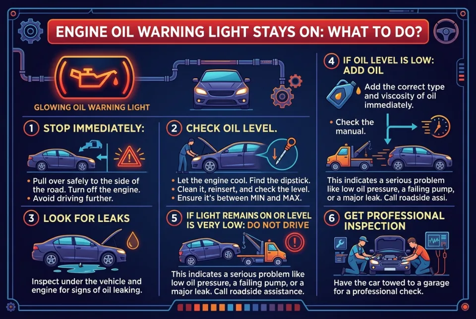 Engine oil warning light stays on: what to do?