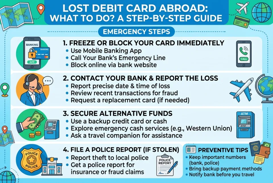 Lost debit card abroad: what to do?