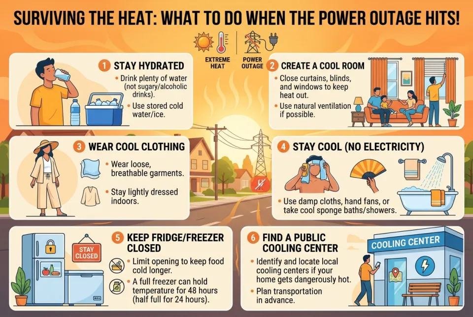 Extreme heat combined with a power outage: what to do?