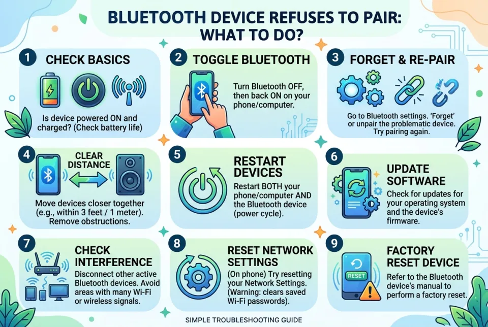 Bluetooth device refuses to pair: what to do?