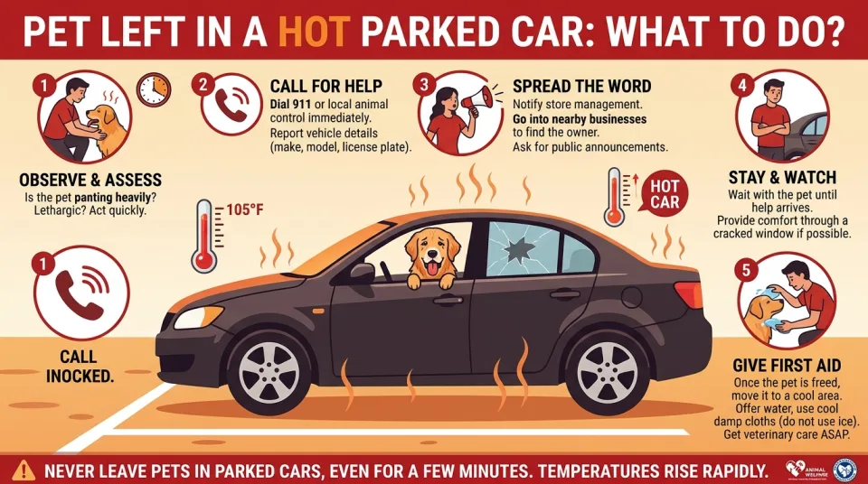 Pet left in a hot parked car: what to do?