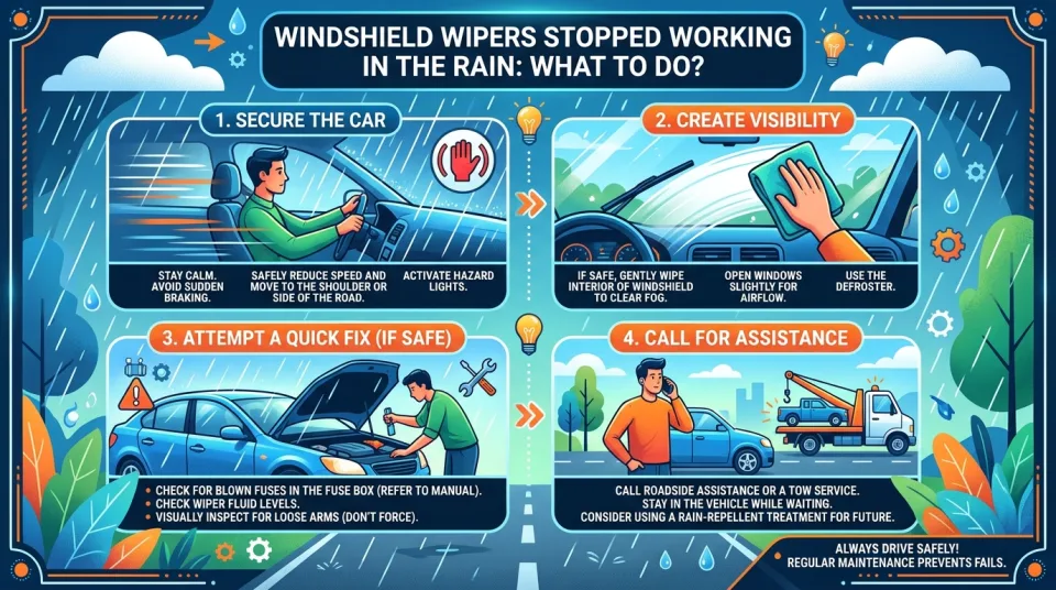 Windshield wipers stopped working in the rain: what to do?