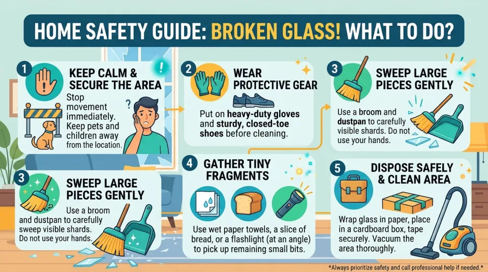 Glass broken at home: what to do?