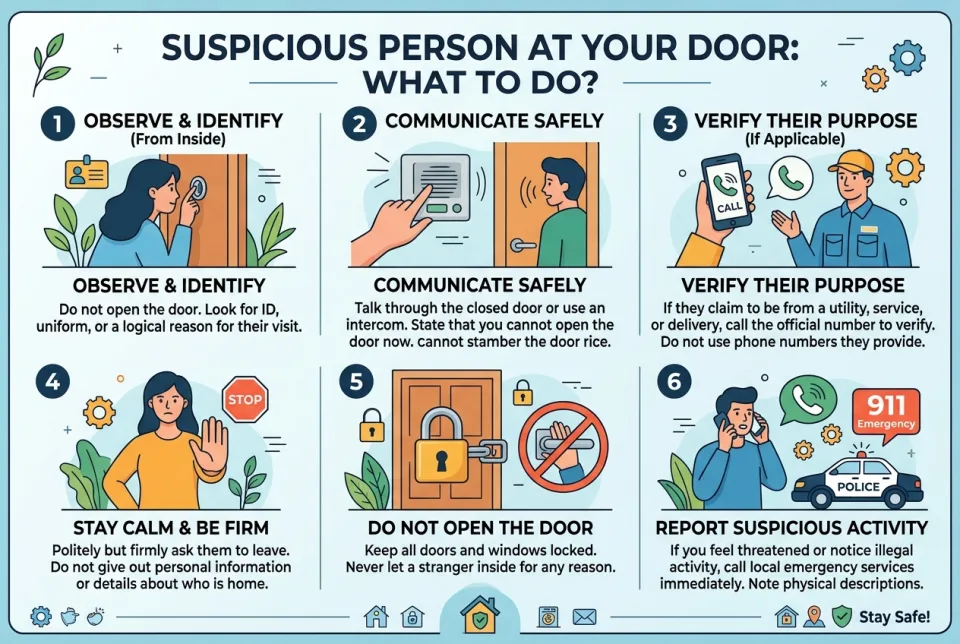 Suspicious person at your door: what to do?