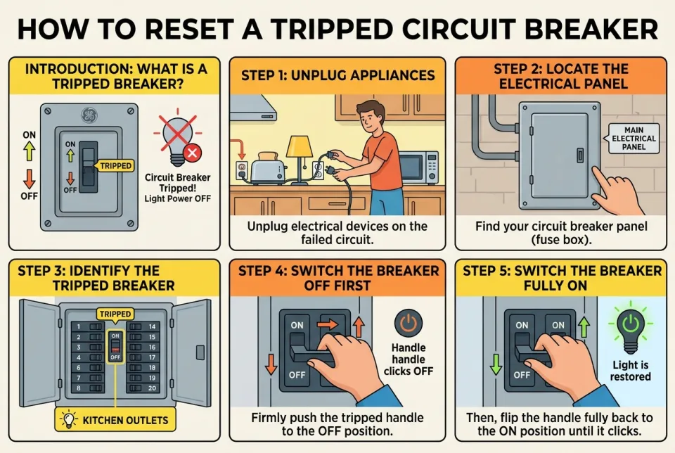 How to reset a tripped circuit breaker