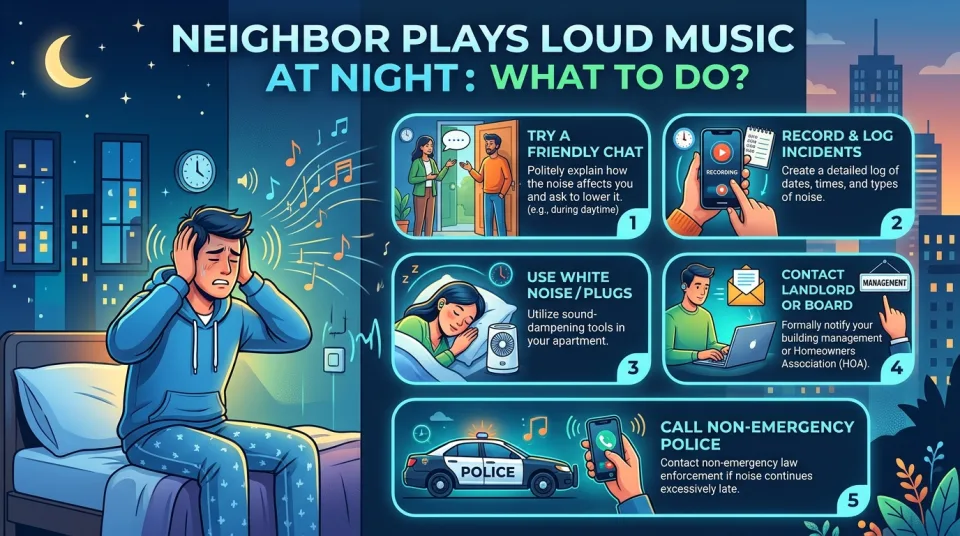Neighbor plays loud music at night: what to do?
