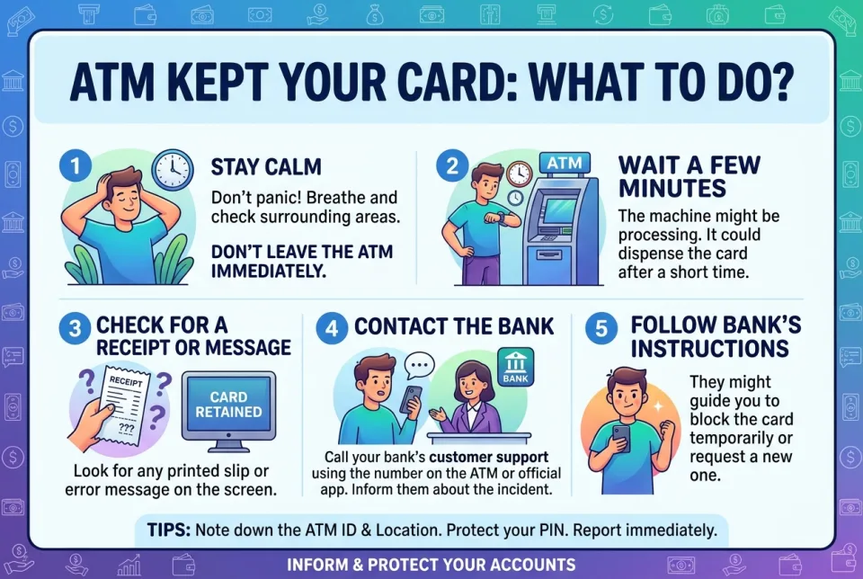 ATM kept your card: what to do?