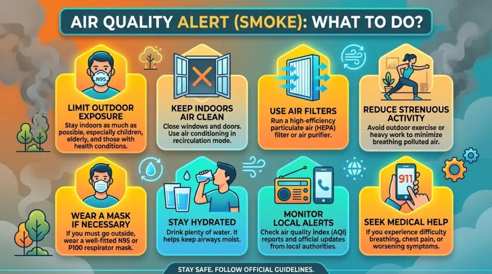 Air quality alert (smoke): what to do?